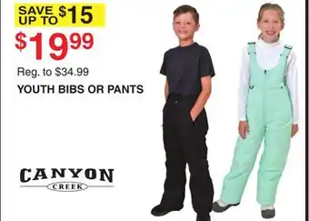 Dunham's Sports YOUTH BIBS OR PANTS offer