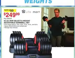 Dunham's Sports 55 LB. PAIR SELECT-A-WEIGHT ADJUSTABLE DUMBBELL SET offer