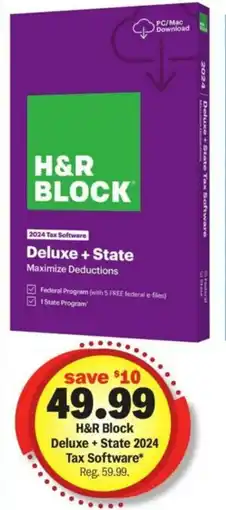 Meijer H&R BLOCK Deluxe + State 2024 Tax Software offer