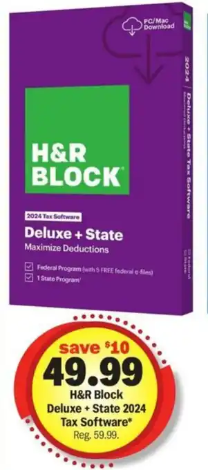 Meijer H&R BLOCK Deluxe + State 2024 Tax Software offer