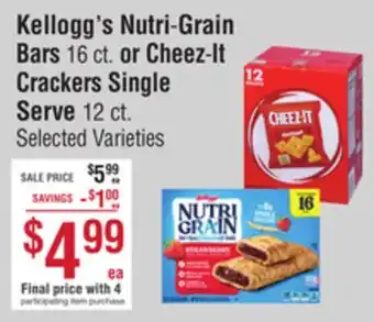 Smart & Final Kellogg's Nutri-Grain Bars 16 ct. or Cheez-It Crackers Single Serve 12 ct offer