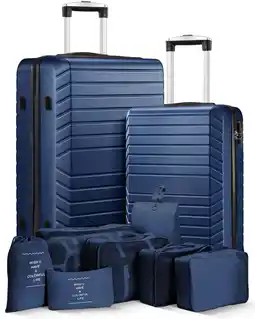 Walmart 2 Piece Travel Luggage Sets (20&28) Hardside Suitcase with 7PC Organizer Bags,Navy offer