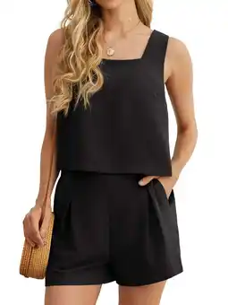 Walmart JWD Square Casual Neck Sleeveless Shorts and Top 2 Count (Women's) offer