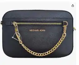 Walmart Michael Kors Women's Adult Two inside pockets leather East West Chain Crossbody Bag, Black/Large offer