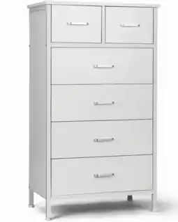 Walmart Richya Dresser Chest of 6 Drawers Adult for Bedroom, Storage Cabinet with Steel Frame,White offer