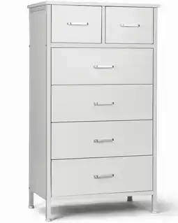 Walmart Richya Dresser Chest of 6 Drawers Adult for Bedroom, Storage Cabinet with Steel Frame,White offer