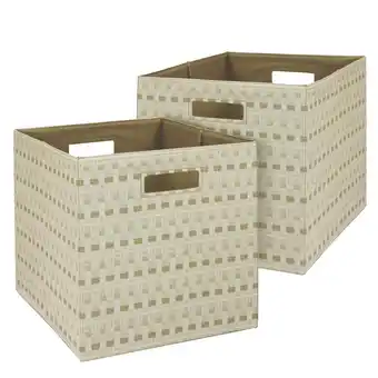 Walmart Better Homes & Gardens Fabric Cube Storage Bins (12.75 x 12.75), 2 Pack, Patchwork Stripe offer