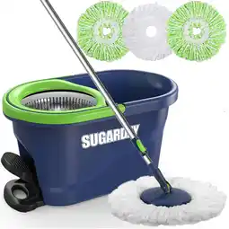 Walmart SUGARDAY Spin Mop and Bucket with Wringer Set for Floors Cleaning Heavy duty System, Green offer