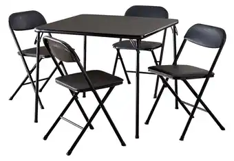 Walmart COSCO 5-Piece Folding Dining Set with Card Table and 4 Vinyl Padded Chairs, Black offer