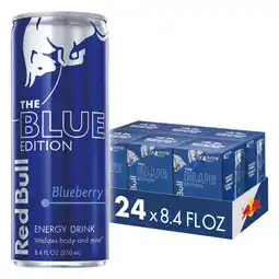 Walmart Red Bull Blue Edition Blueberry Energy Drink, 8.4 fl oz, 6 Packs of 4 Cans offer