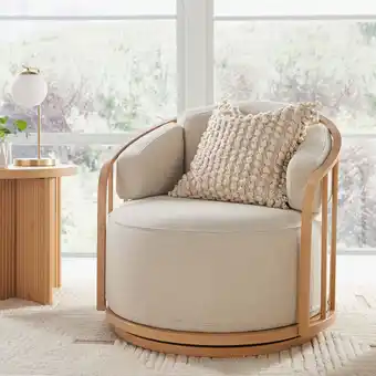 Walmart Better Homes & Gardens Lillian Swivel Birdcage Chair, Cream Linen offer