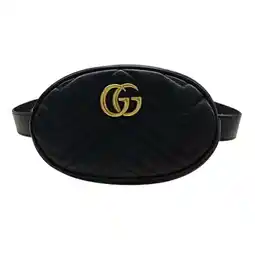 Walmart Pre-Owned GUCCI Women's GG Marmont Body Bag, Waist Leather Belt Black, 476434, Compact (Good) offer