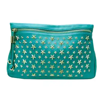 Walmart Pre-Owned Jimmy Choo ZENA Women's Leather Studded Clutch Bag Green (Good) offer