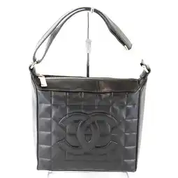 Walmart Pre-Owned CHANEL Chocolate Bar Shoulder Bag, Lambskin, Black, Women's (Good) offer