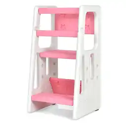 Walmart Costway Kids Kitchen Step Stool with Double Safety Rails Toddler Learning Stool Pink offer