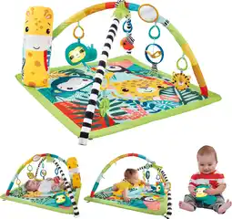 Walmart Fisher-Price 3-in-1 Rainforest Sensory Gym Tummy Wedge with 6 Baby Toys Newborn to Toddler offer