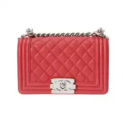 Walmart Pre-Owned CHANEL Boy Chanel Matelasse Chain Shoulder 20cm Pink A67085 Women's Caviar... (Good) offer