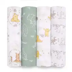 Walmart Aden + Anais x Disney Baby, Cotton Muslin Swaddle Blanket, Winnie the Pooh, Unisex, Infants, 4-Pk offer