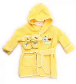 Walmart Spasilk 100% Cotton Hooded Terry Bathrobe with Booties, Yellow Ark, 0-9 Months offer