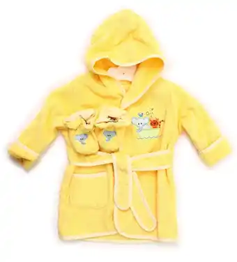 Walmart Spasilk 100% Cotton Hooded Terry Bathrobe with Booties, Yellow Ark, 0-9 Months offer