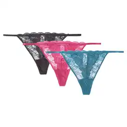 Walmart Joyspun String Thongs with Scalloped Lace, 3-Pack, Sizes XS-3XL offer