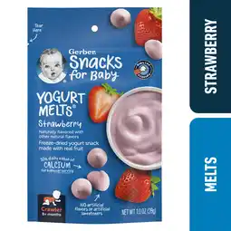 Walmart Gerber Snacks for Baby Yogurt Melts, Strawberry, 1 oz 1 oz offer