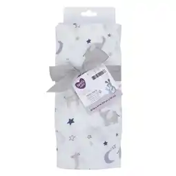 Walmart Parent's Choice Single Pack Muslin Swaddle Elephant Stars Blue offer