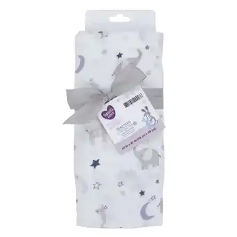 Walmart Parent's Choice Single Pack Muslin Swaddle Elephant Stars Blue offer