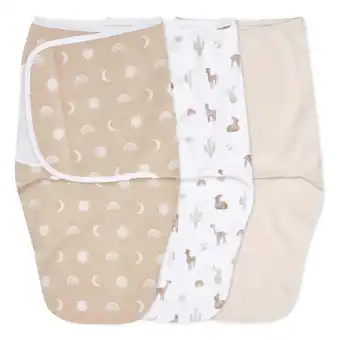 Walmart aden + anais Essentials No Zip Wrap Swaddles, Desert Sun, Tan, Unisex, Newborn, 0-3 Months, 3-Pack offer