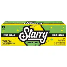 Walmart Starry Zero Sugar Lemon Lime Soda Pop, 12 fl oz, 12 Pack Cans offer