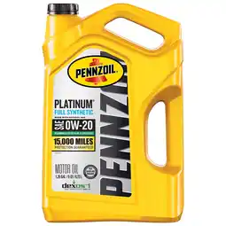 Walmart Pennzoil Platinum Full Synthetic 0W-20 Motor Oil, 5 Quart offer