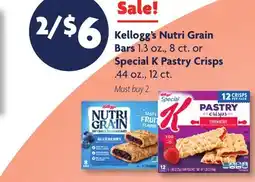 Family Dollar Kellogg's Nutri Grain Bars 1.3 oz., 8 ct. or Special K Pastry Crisps .44 oz., 12 ct offer