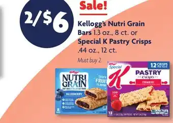 Family Dollar Kellogg's Nutri Grain Bars 1.3 oz., 8 ct. or Special K Pastry Crisps .44 oz., 12 ct offer