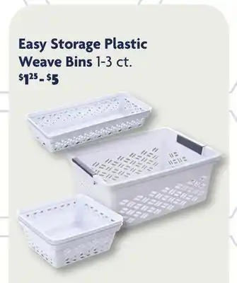 Family Dollar Easy Storage Plastic Weave Bins offer