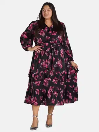 Walmart Terra & Sky Women's Plus Size Surplice Maxi Dress with Long Sleeves, 0X-5X offer