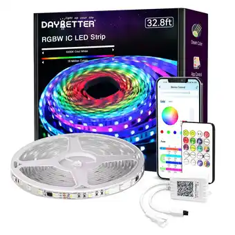 Walmart DAYBETTER RGBW IC LED Strip Lights for Bedroom,32.8ft,High Density(60 leds per 3.2ft/1M) offer