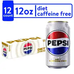 Walmart Diet Pepsi Cola Caffeine Free Soda Pop, 12 fl oz, 12 Pack Cans offer