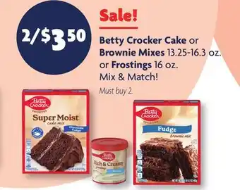 Family Dollar Betty Crocker Cake or Brownie Mixes 13.25-16.3 oz. or Frostings 16 oz offer