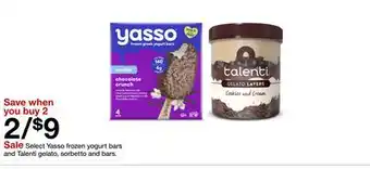 Target Select Yasso frozen yogurt bars and Talenti gelato, sorbetto and bars offer