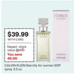 CVS CALVIN KLEIN Eternity for women EDP spray 3.3 oz offer