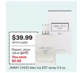 CVS JIMMY CHOO Man Ice EDT spray 3.3 oz offer