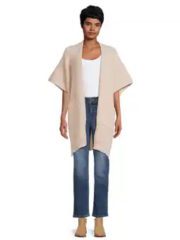 Walmart Time and Tru Women's Ribbed Sweater Cape with Pockets, Tan offer