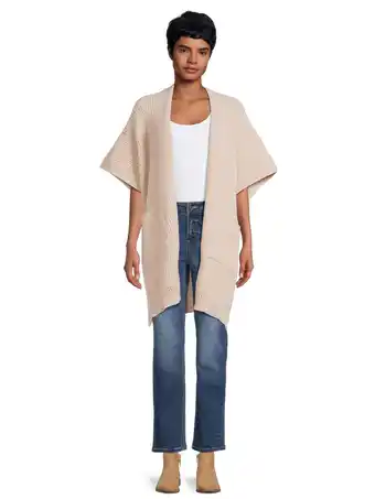 Walmart Time and Tru Women's Ribbed Sweater Cape with Pockets, Tan offer