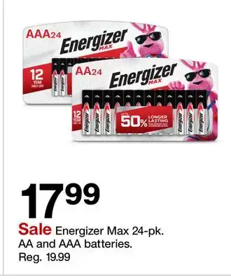 Target Energizer Max 24-pk. AA and AAA batteries offer