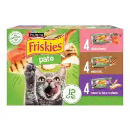 Walmart Purina Friskies Pate Salmon, Turkey, and Mixed Grilled, Wet Cat Food, 5.5 oz Can, 12 Pack offer