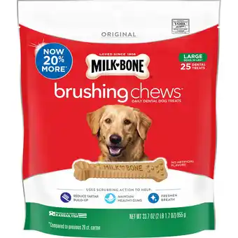 Walmart Milk-Bone Brushing Chews Daily Dental Dog Treats, Large, 33.7 Ounces, 25 Bones Per Bag offer