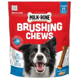 Walmart Milk-Bone Brushing Chews Daily Dental Dog Treats, Small/Medium, 27.5 oz. Bag, 35 Bones per Bag offer