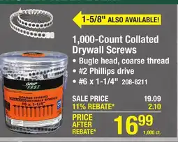 Menards Grip Fast #6 x 1-1/4 Phillips Drive Coarse Thread Collated Drywall Screw - 1,000 Count offer