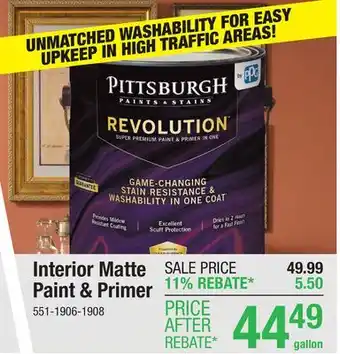 Menards Pittsburgh Paints & Stains Revolution Interior Matte Babys Breath Paint & Primer - 1 gal offer