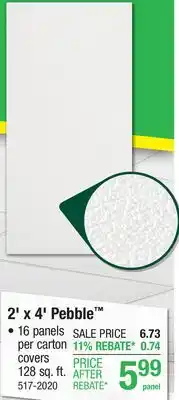 Menards Armstrong Ceilings Pebble 2' x 4' White Non-Perforated Fiberglass Drop Ceiling Tile offer